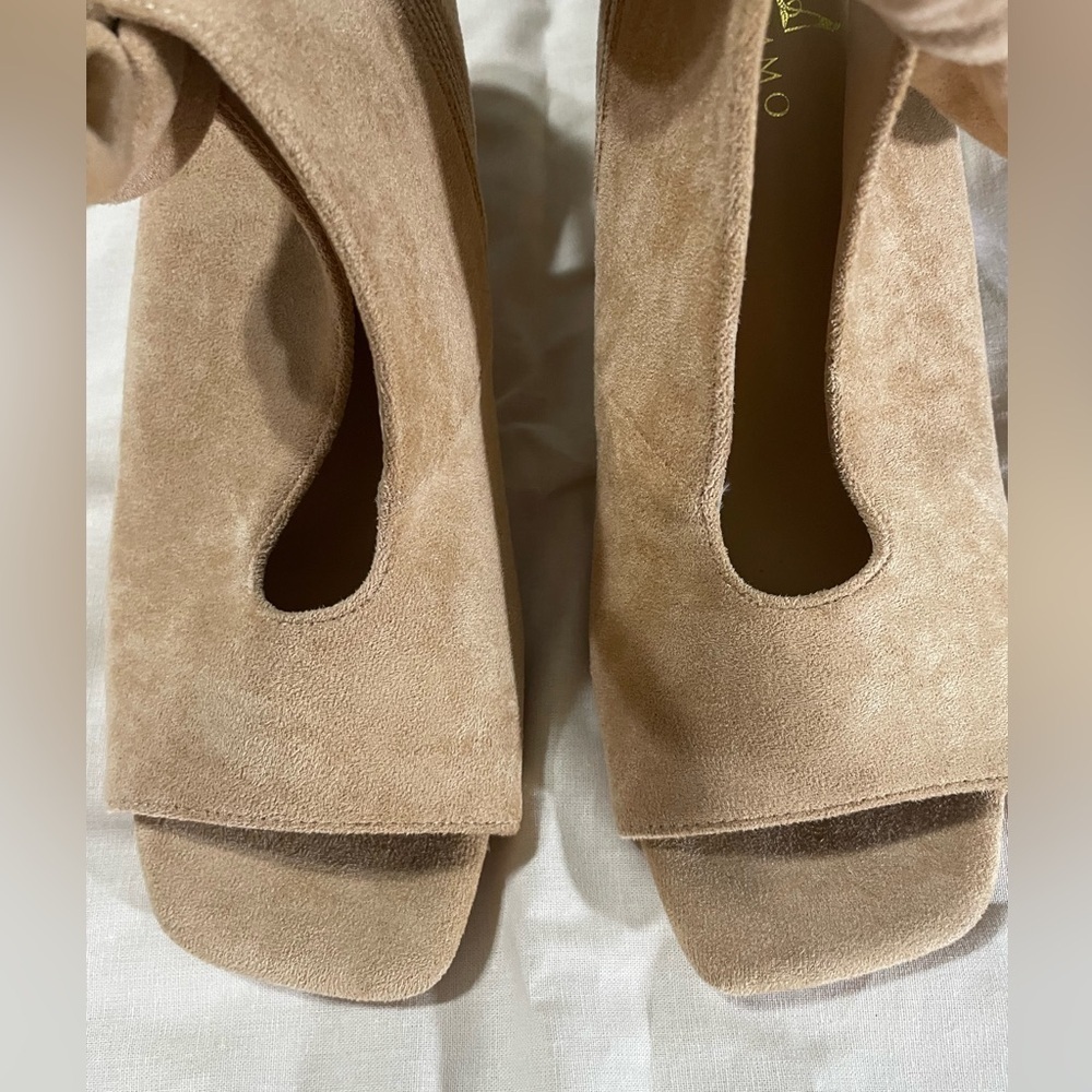MOOMMO Women Heeled Sandals with Bow Peep Toe Chunky Block Low Heel Size 9 - Picture 2 of 11